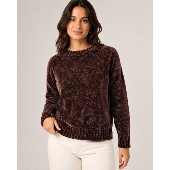 Orvis Sweaters - Orvis Women's Chenille Plum Brown Sweater Size XL Pullover Plush Soft Crewneck